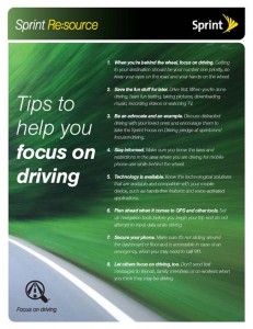 Sprint has created a list of tips to help customers focus on driving.