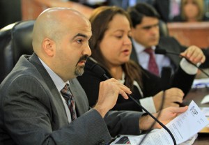 OMB Executive Director Carlos Rivas testifies Tuesday as Treasury Secretary Melba Acosta and Planning Board President Luis García-Pelatti listen on.