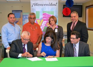 (Seated from the left) VegaCoop Executive President Rubén Morales, SBA District Director Yvette T. Collazo and VegaCoop Chairman José R. Rey-Aulet. In the back: Rafael Fuentes, VegaCoop board director; Pablo Oyola, VegaCoop board director; Nancy Colón, VegaCoop vice president of administration; and Luis Bonilla, VegaCoop vice president of operations.