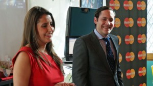 Sofía Macías, Smart Consumer Financial Education Consultant for MasterCard, and Mateo Lleras, director of corporate communications for the GeoCentral region of MasterCard, Latin America and Caribbean.