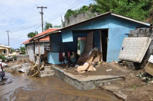 Flooding and destruction follow Dec. 24 torrential rains in St. Vincent. (Credit: Larry Luxner)