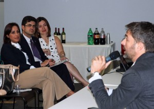 Carlos Cobián of Wireless Idea (right), speaks to event participants during the GVA launch.