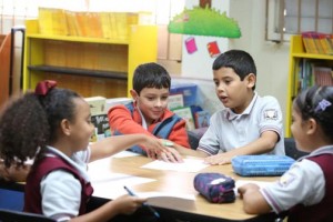Fourth grade students at the José Colombán Rosario School in Río Piedras participate in a creative writing workshop sponsored by Sapientis.