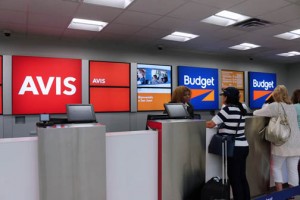The car rental service center operates 24/7, and is located on the first level of the parking lot across from Terminal C.