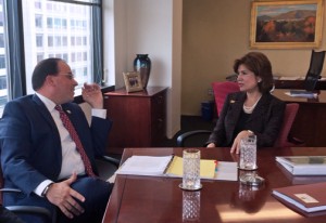 From left: Puerto Rico House Speaker Jaime Perelló-Borrás and SBA Administrator María Contreras-Sweet.