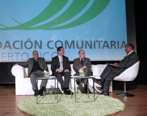 The event at the Puerto Rico Museum of Art included a panel discussion by (from left) Public Management Expert Manuel "Coco" Morales, Secretary of State David Bernier, Economist José Joaquín Villamil and Puerto Rico Community Foundation President Nelson Colón.
