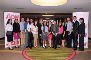 The group of students who received awards from AON to pursue their studies.