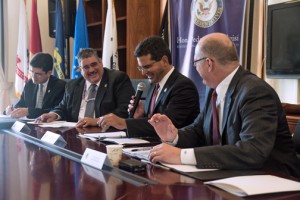 From left: Puerto Rico Trade and Export Executive Director Francisco Chévere, Marcelino Borges, director of field operations of the Bureau of Customs and Border Protection, Pierluisi, and Paul "Chip" Jaenichen, administrator of the U.S. Maritime Administration during Monday’s roundtable.