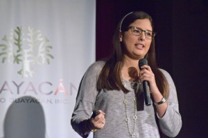 Maricarmen Vargas, founder of Electronic Sports and EnterPRize competition winner, addresses participants on Tuesday.