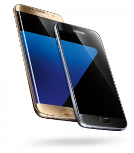 The Samsung Galaxy S7 and Galaxy S7 edge mobile devices.