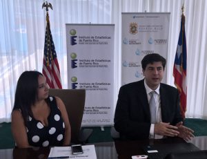 Ports Authority Executive Director Ingrid Colberg-Rodríguez and Statistics Institute Executive Director Mario Marazzi.