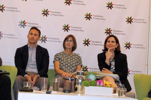 From left: Hotel Developer Federico Stubbe, Clarisa Jiménez, and Ingrid Rivera during the panel discussion.