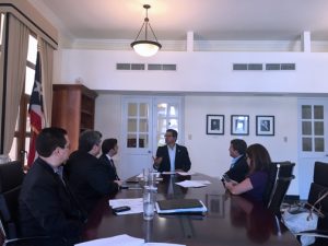 Puerto Rico Resident Commissioner Pedro Pierluisi (center) meets with representatives of the island's trade groups.